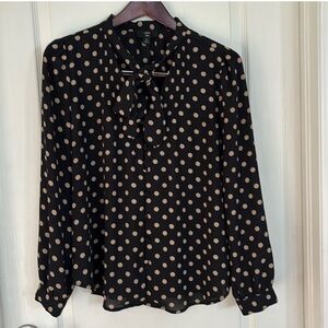 J Crew Polka Dot Blouse - Black and Cream